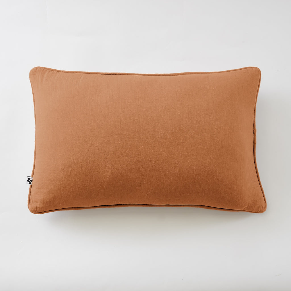 Gaïa - Coussin Déhoussable Avec Passepoil - Double Gaze De Coton Unie - Abricot