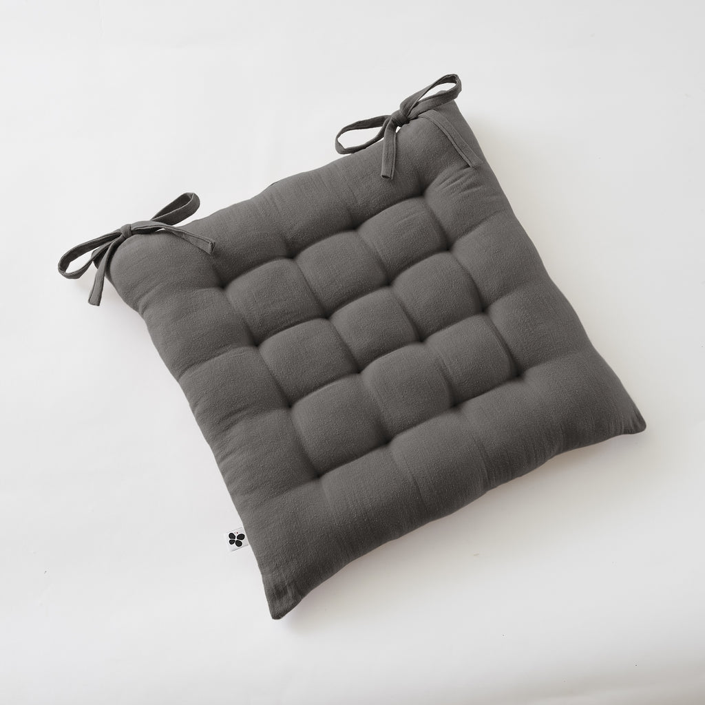 Gaïa - Assise Matelassée - Double Gaze De Coton Unie - Granit