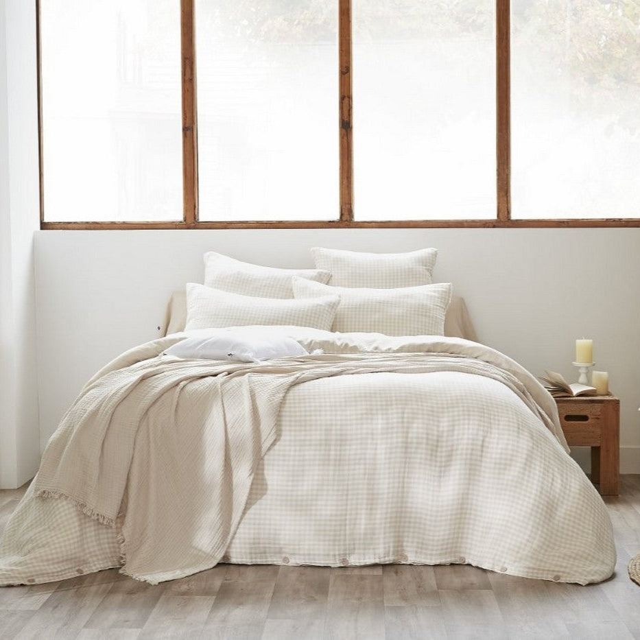 Vickie - Reversible Duvet Cover - Yarn-Dyed Cotton Gauze - Pampa