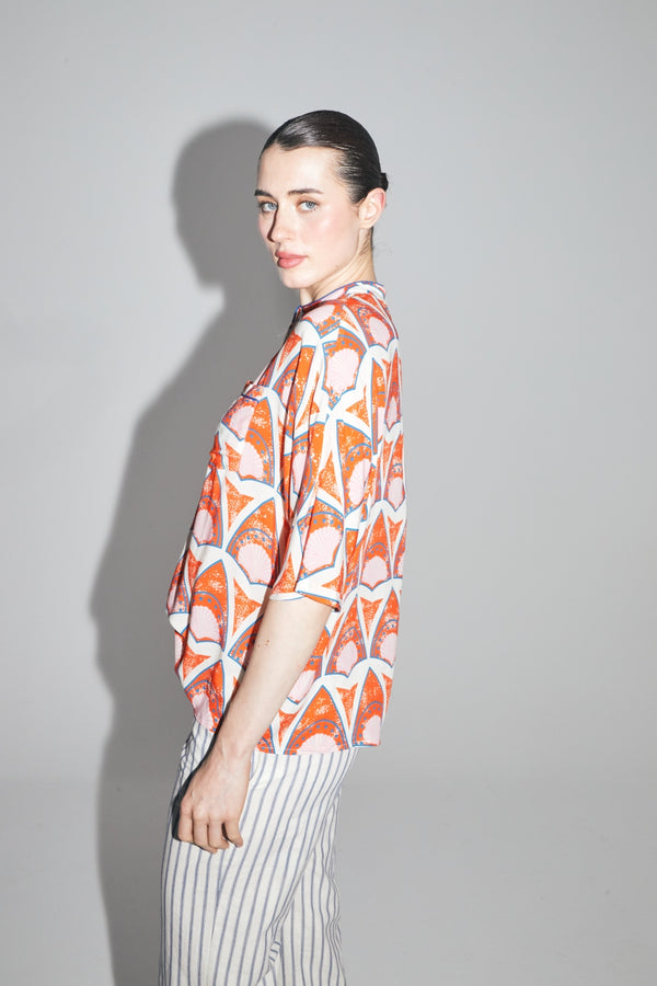 Chemise Alana Imprimé Calico Fabriquée En Italie - Orange