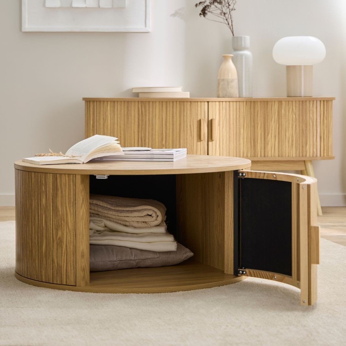 Ernest - Round Coffee Table with Storage
