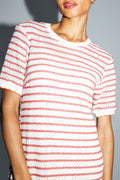 The Annalize Striped Openwork Knit Dress Cala