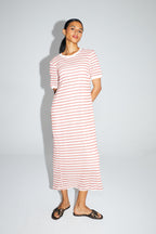 The Annalize Striped Openwork Knit Dress Cala