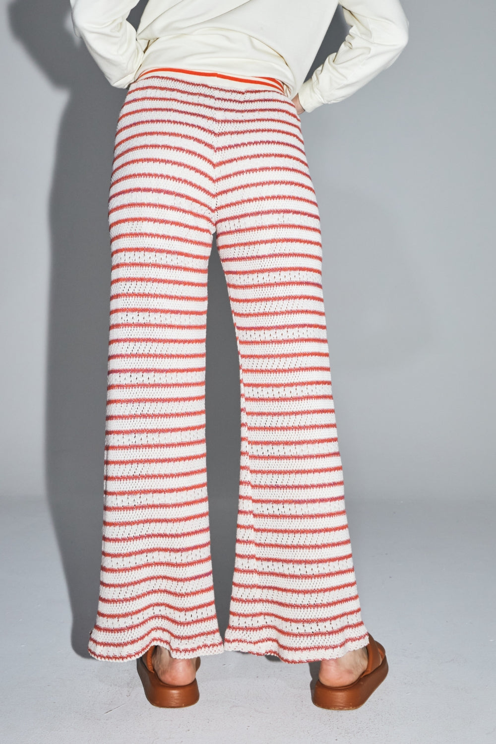 The Cala Striped Openwork Knit Edwin Trousers