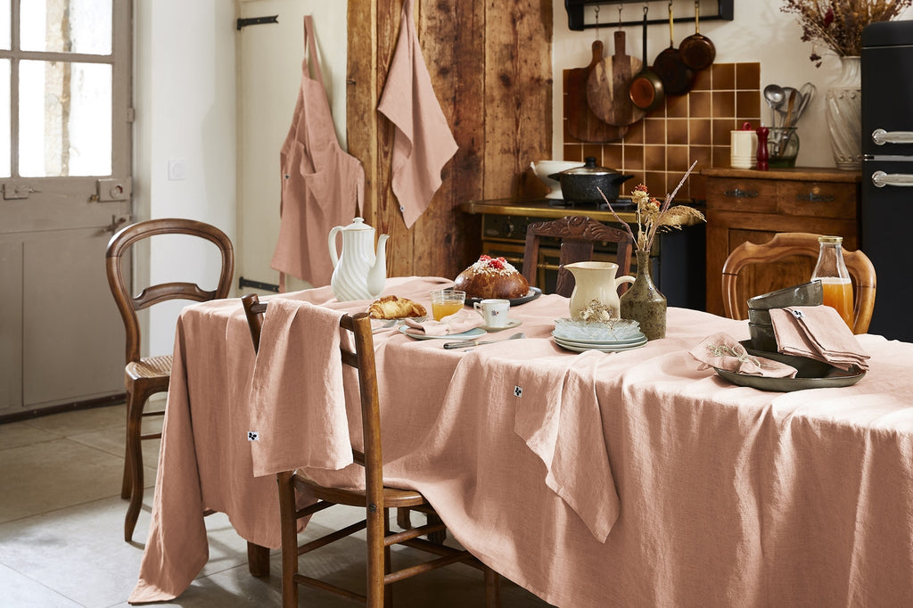 Soline - Rectangular Tablecloth - Washed Linen - Old Rose