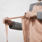 Soline - Tablier Ajustable - Lin Lavé - Vieux Rose