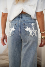 Meryl Printed Jeans - Blue