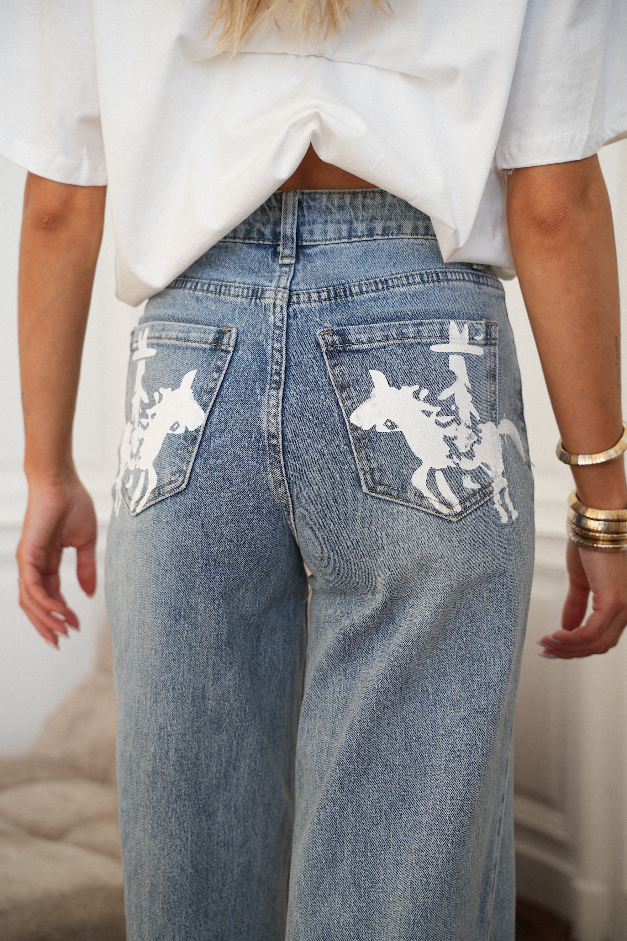 Meryl Printed Jeans - Blue