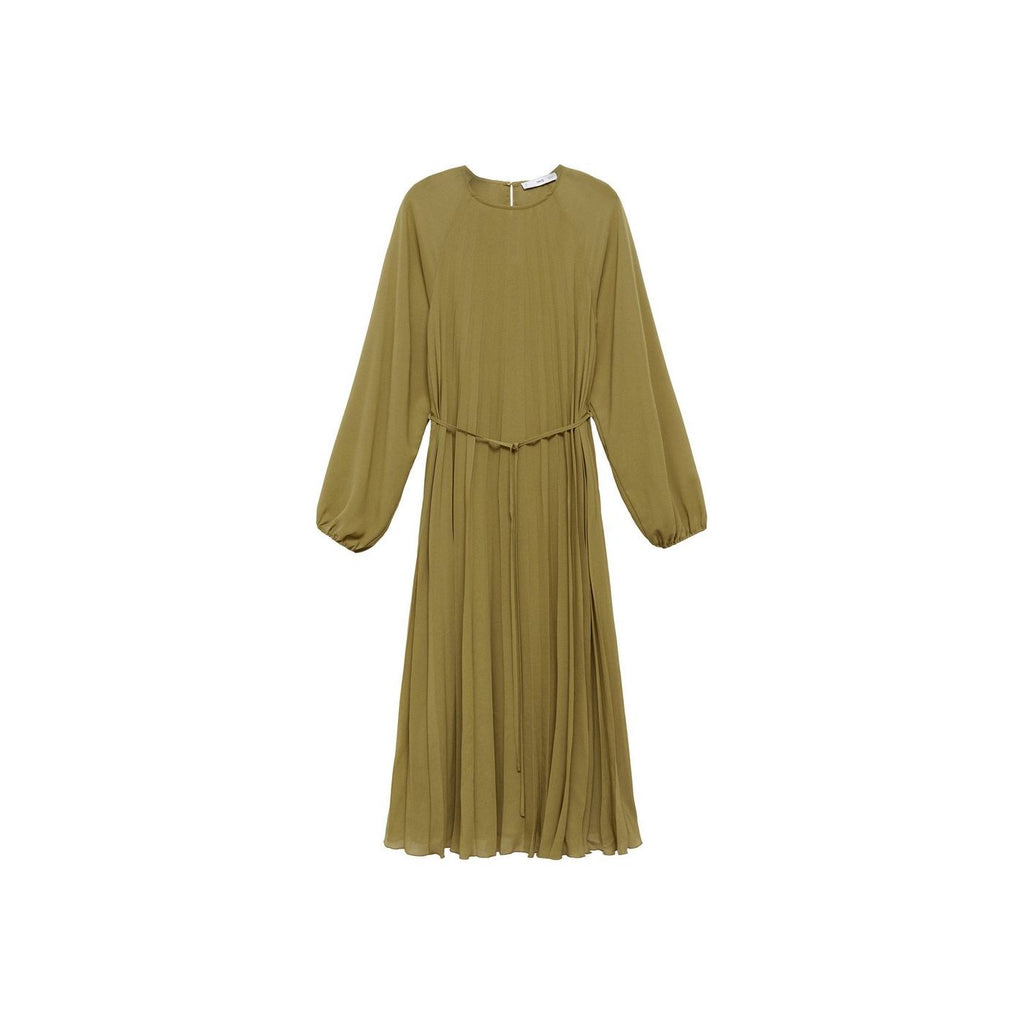 Robe Plissée Ceinture À Nouer