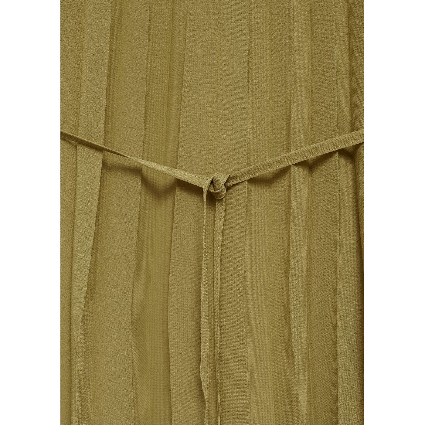 Robe Plissée Ceinture À Nouer
