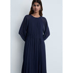 Robe Plissée Ceinture À Nouer