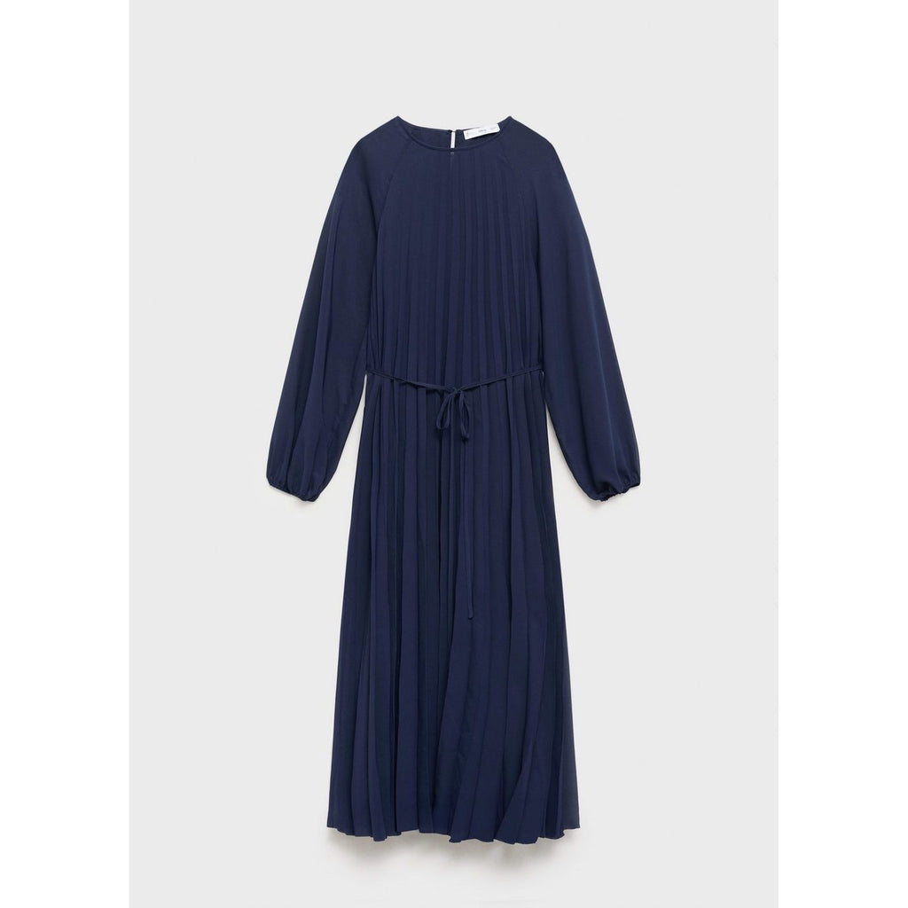 Robe Plissée Ceinture À Nouer
