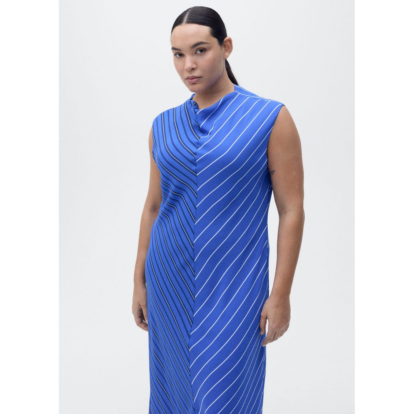Robe Évasée Rayures Combinées