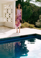 Robe Satinée Foulard À Imprimé Fleuri