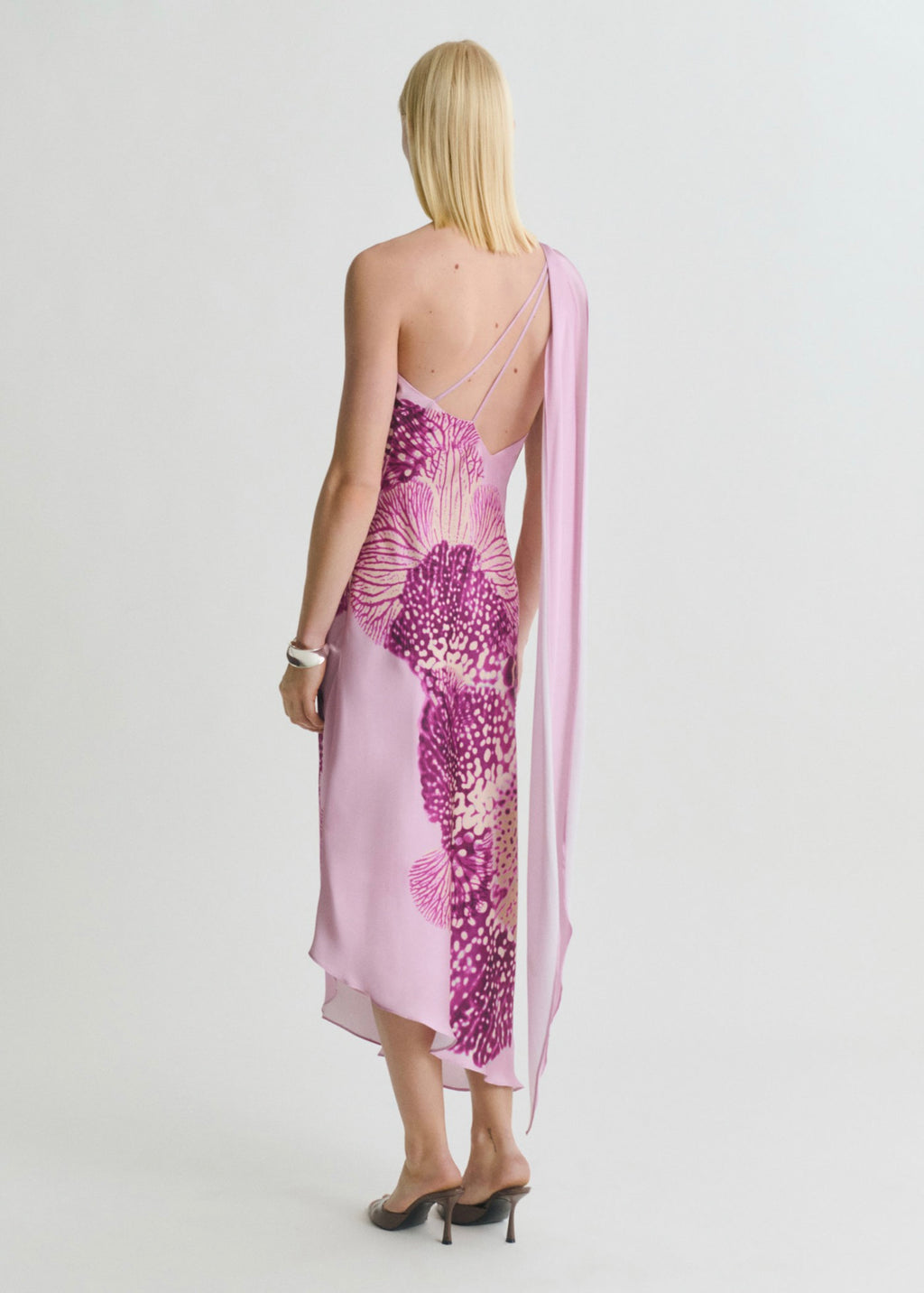 Robe Satinée Foulard À Imprimé Fleuri