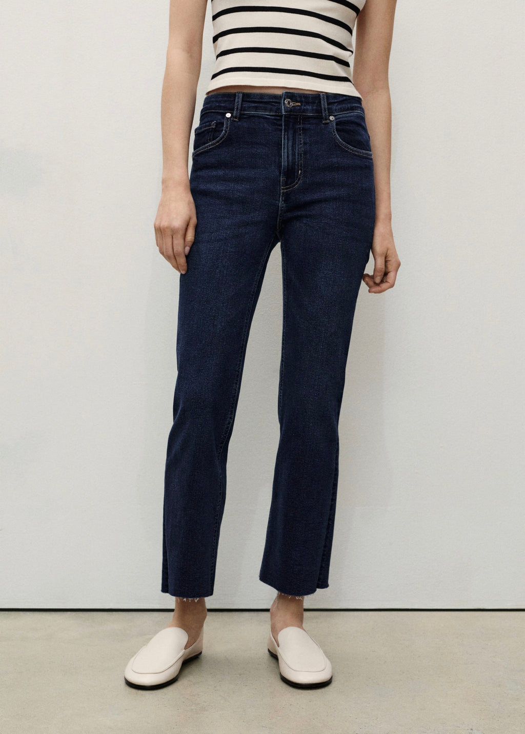 Jean Sienna Flare Crop - Dark Blue