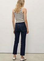 Jean Sienna Flare Crop - Dark Blue