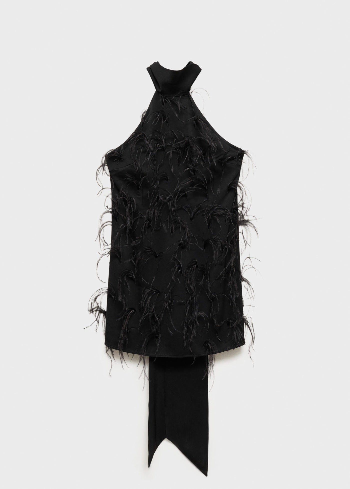 Robe Emmanchures Américaines Ornement Plumes