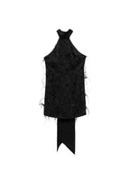 Robe Emmanchures Américaines Ornement Plumes