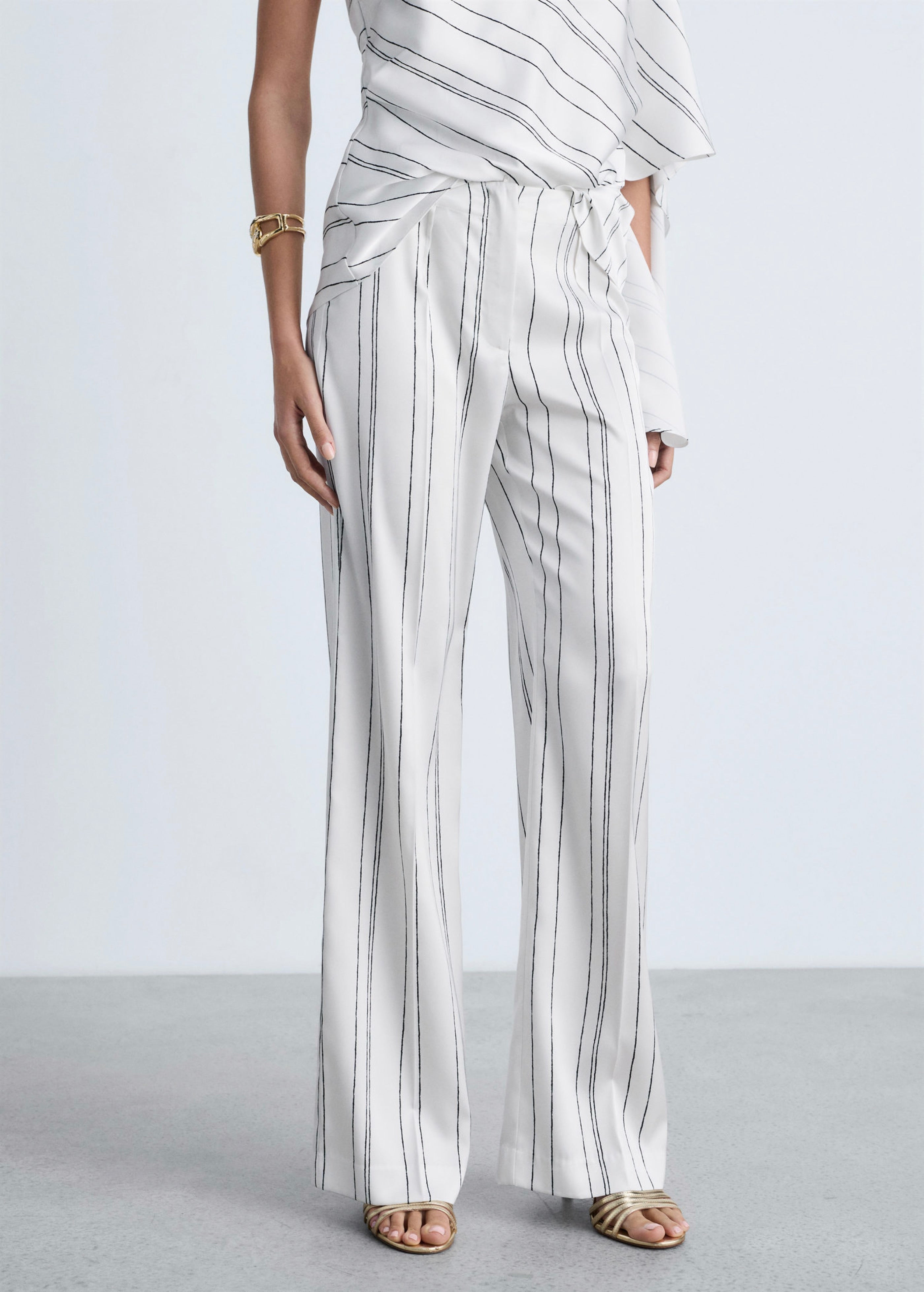 Pantalon Droit À Rayures