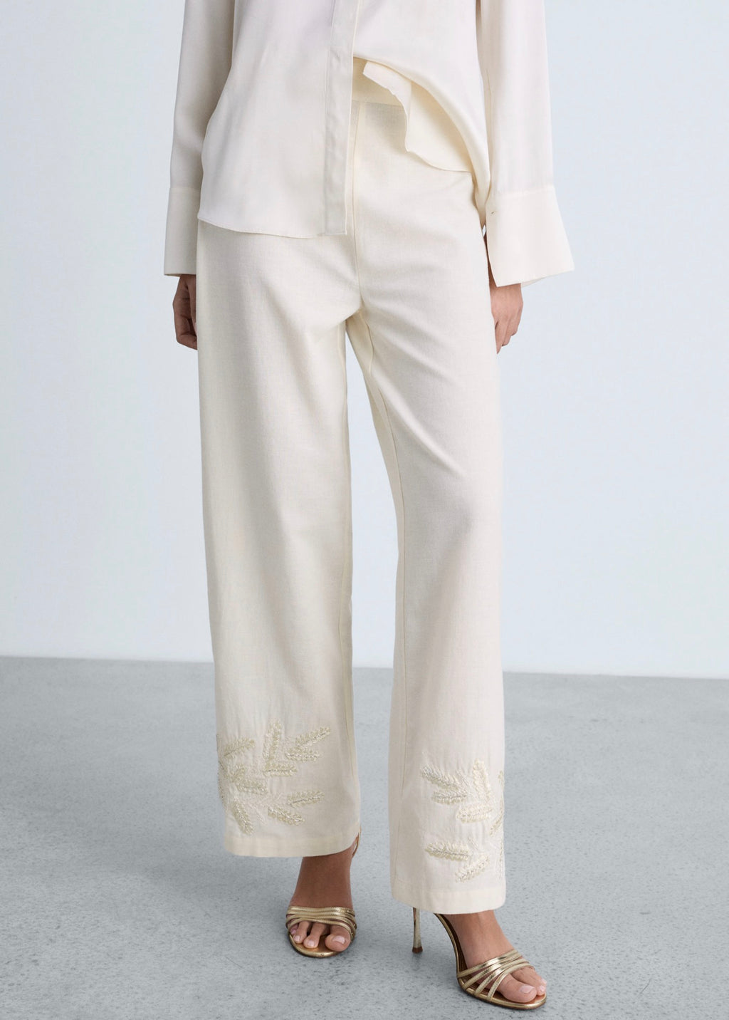 Pantalon Droit Brodé
