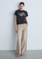 T-Shirt Coton Message Imprimé - Charcoal