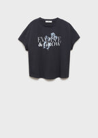 T-Shirt Coton Message Imprimé - Charcoal