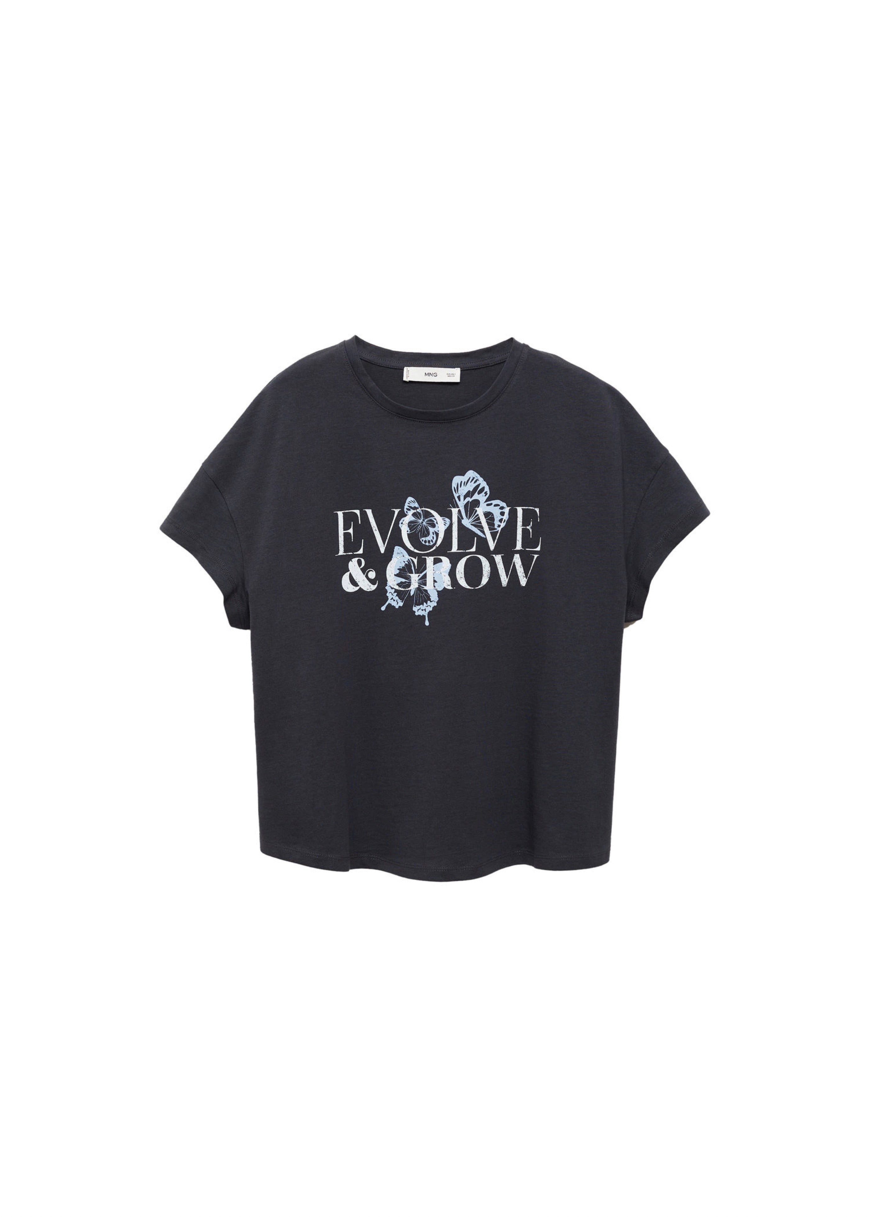 T-Shirt Coton Message Imprimé - Charcoal