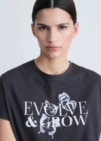T-Shirt Coton Message Imprimé - Charcoal