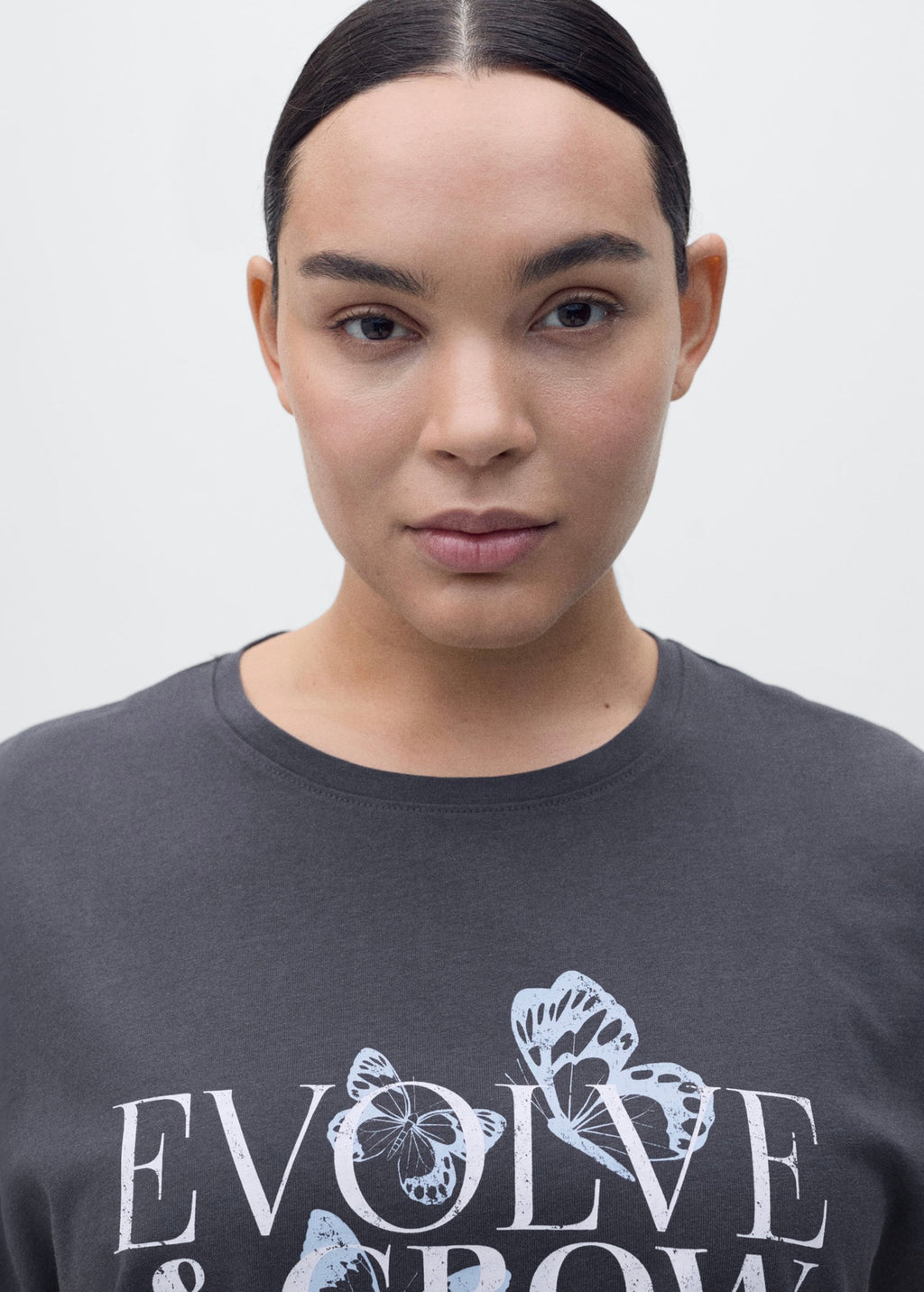 T-Shirt Coton Message Imprimé - Charcoal