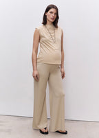 Maternity T-Shirt with Draped Neck - Natural