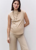 Maternity T-Shirt with Draped Neck - Natural