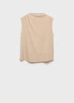 Maternity T-Shirt with Draped Neck - Natural