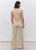 Maternity T-Shirt with Draped Neck - Natural