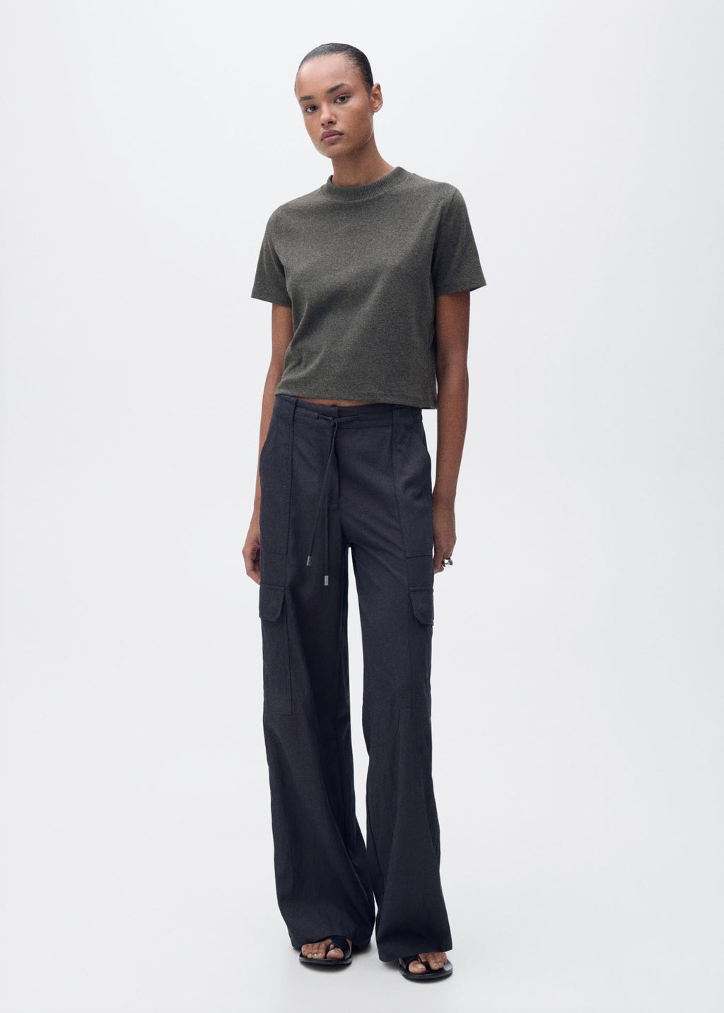 T-Shirt En Mélange De Coton Manches Courtes - Dark Heather Grey