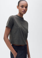 T-Shirt En Mélange De Coton Manches Courtes - Dark Heather Grey