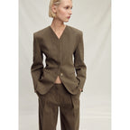 Veste Tailleur Lin Sans Manches