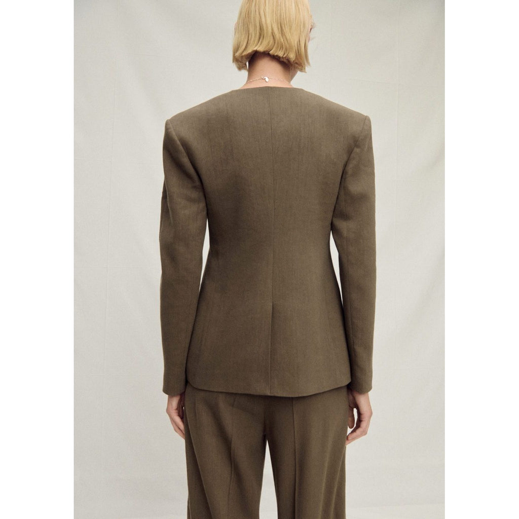 Veste Tailleur Lin Sans Manches