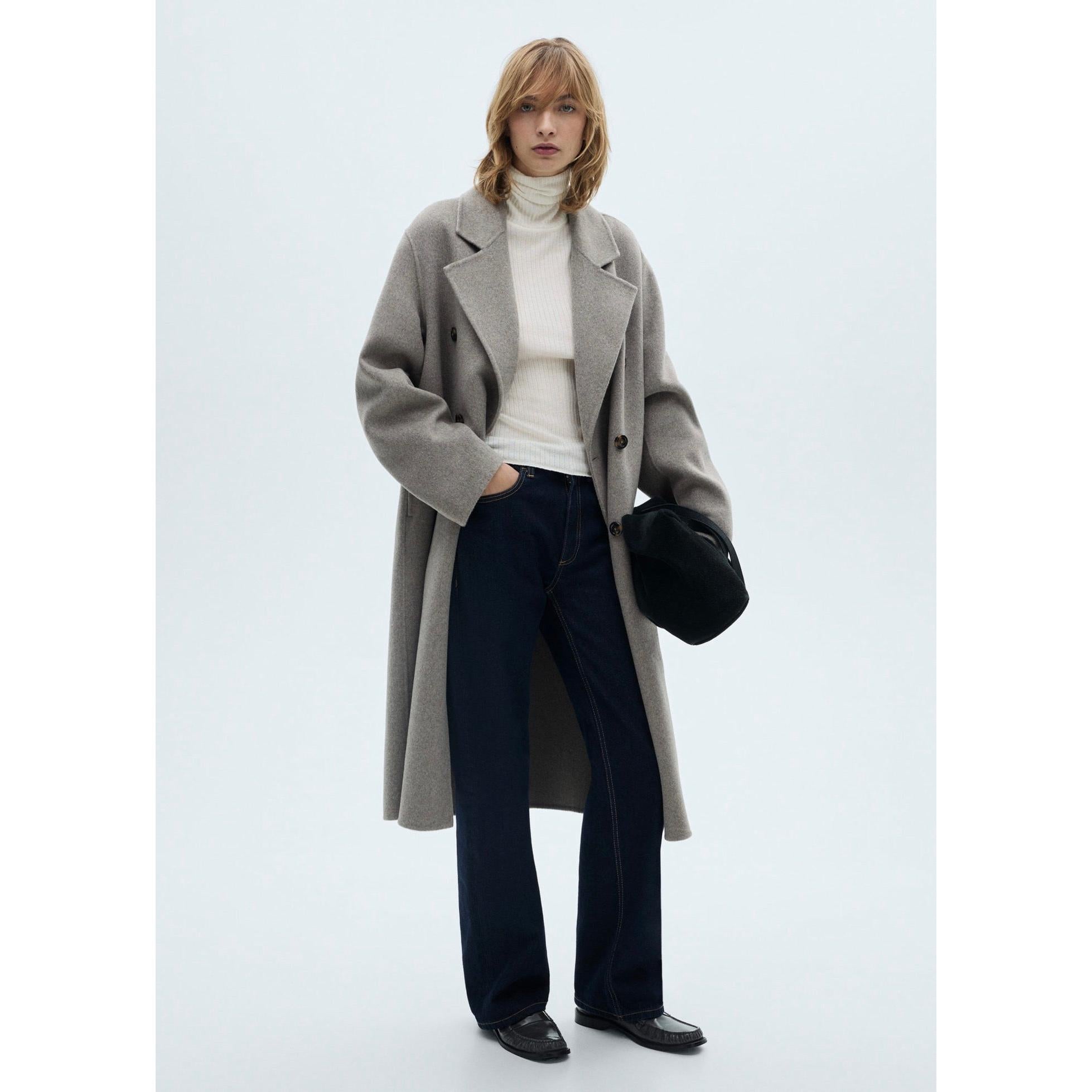 Jersey de Lana Mezclada Cuello Vuelto - Crudo