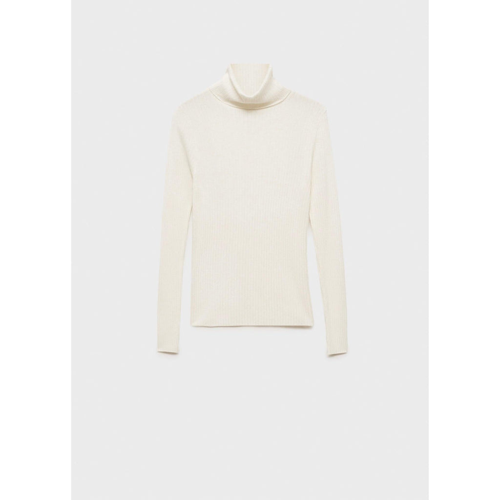 Jersey de Lana Mezclada Cuello Vuelto - Crudo