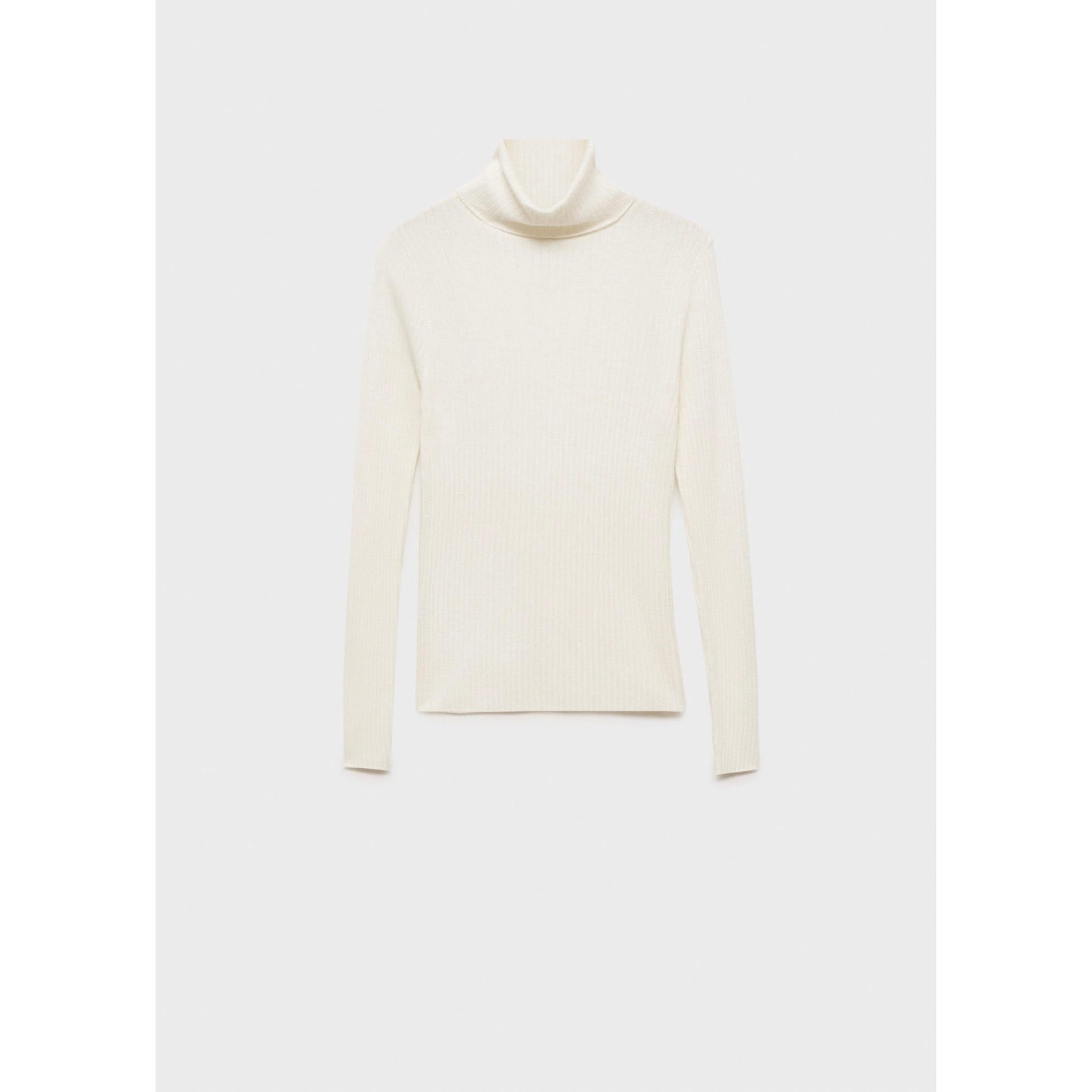 Jersey de Lana Mezclada Cuello Vuelto - Crudo
