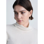 Jersey de Lana Mezclada Cuello Vuelto - Crudo