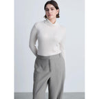 Jersey de Lana Mezclada Cuello Vuelto - Crudo