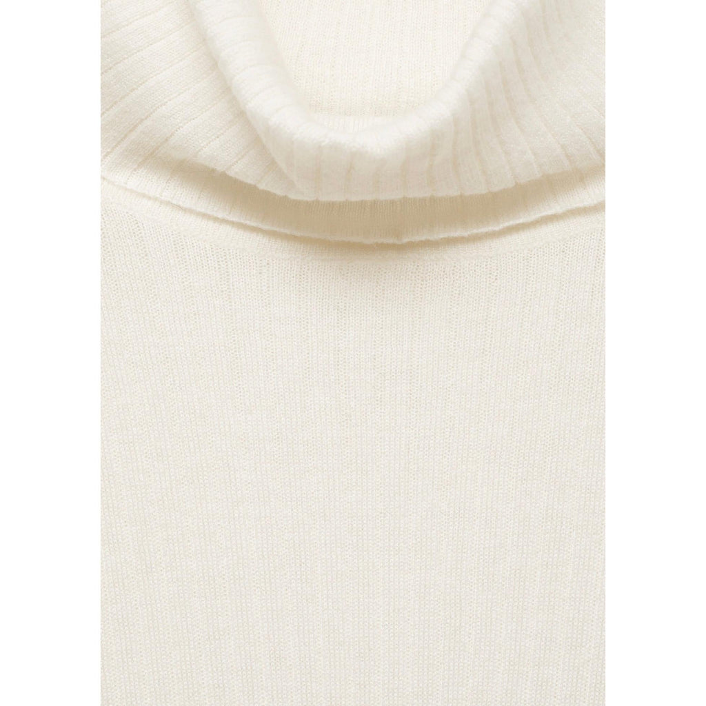 Jersey de Lana Mezclada Cuello Vuelto - Crudo