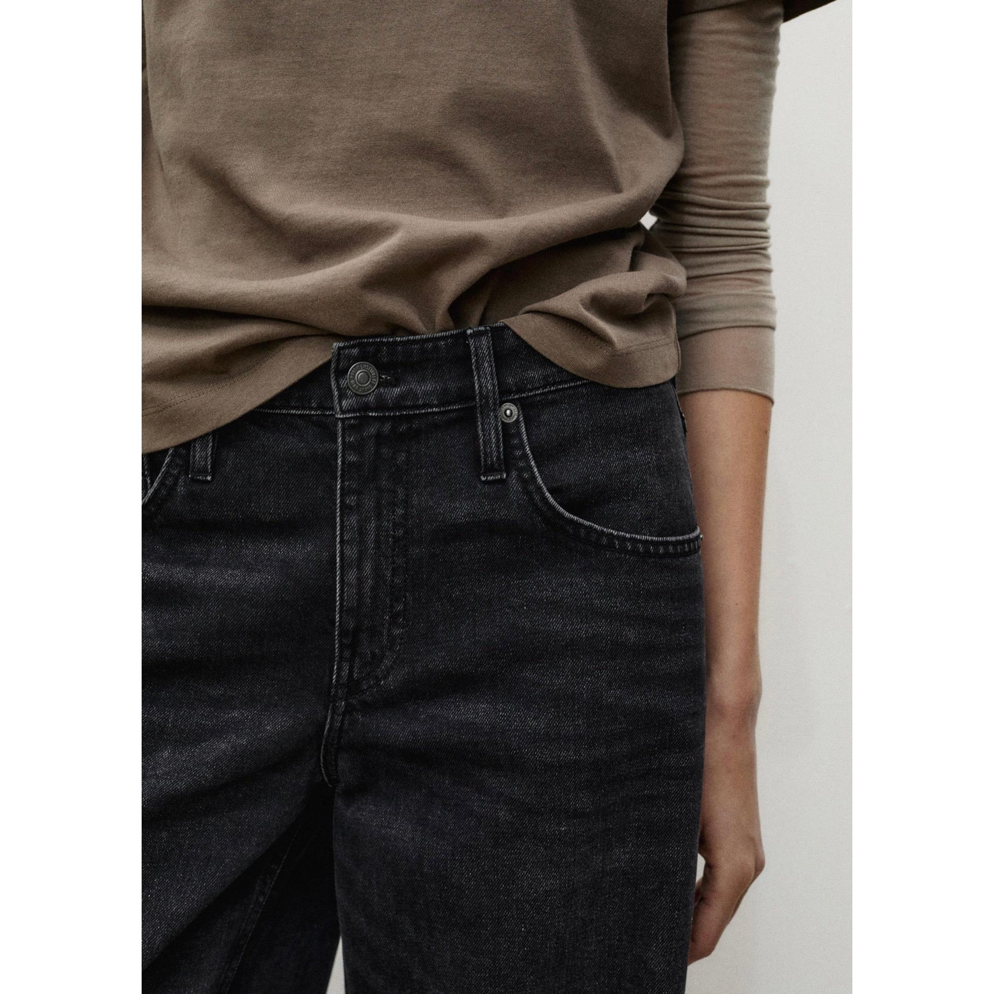 Vaquero Wideleg Talle Bajo - Black Denim