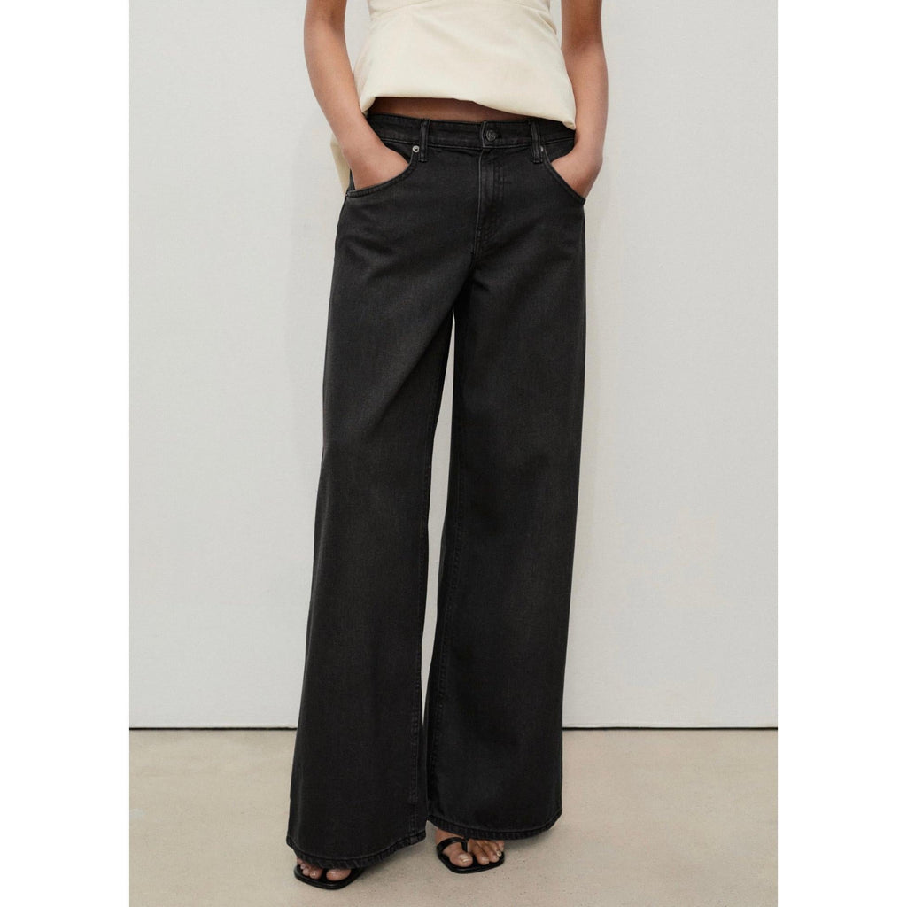 Vaquero Wideleg Talle Bajo - Black Denim