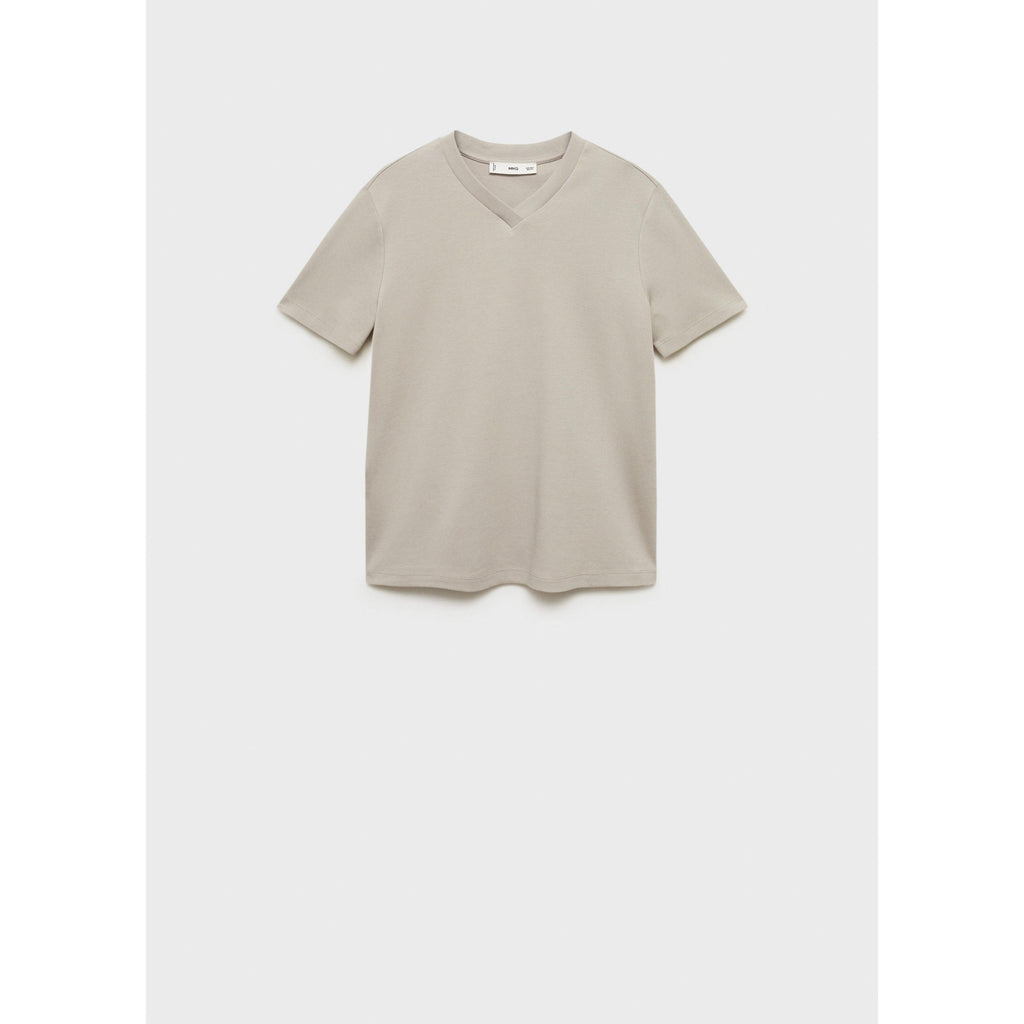 T-Shirt Coton Col En V - Medium Brown