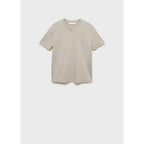 T-Shirt Coton Col En V - Medium Brown