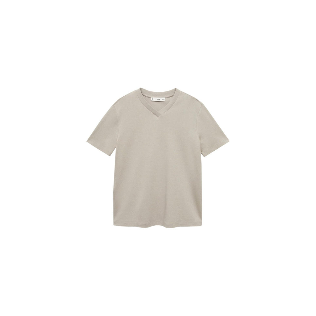 T-Shirt Coton Col En V - Medium Brown