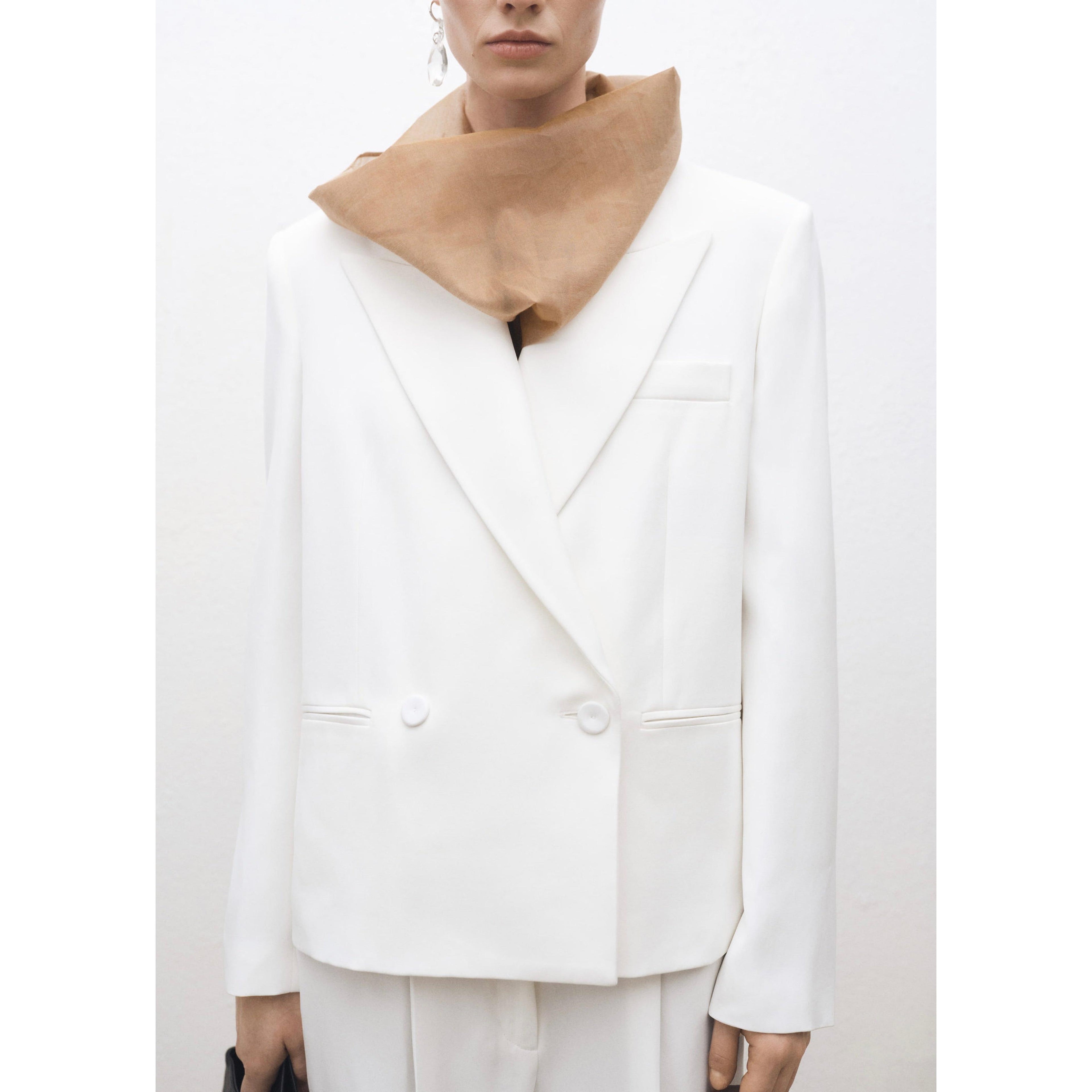 Veste Costume Oversize Double Boutonnage - White